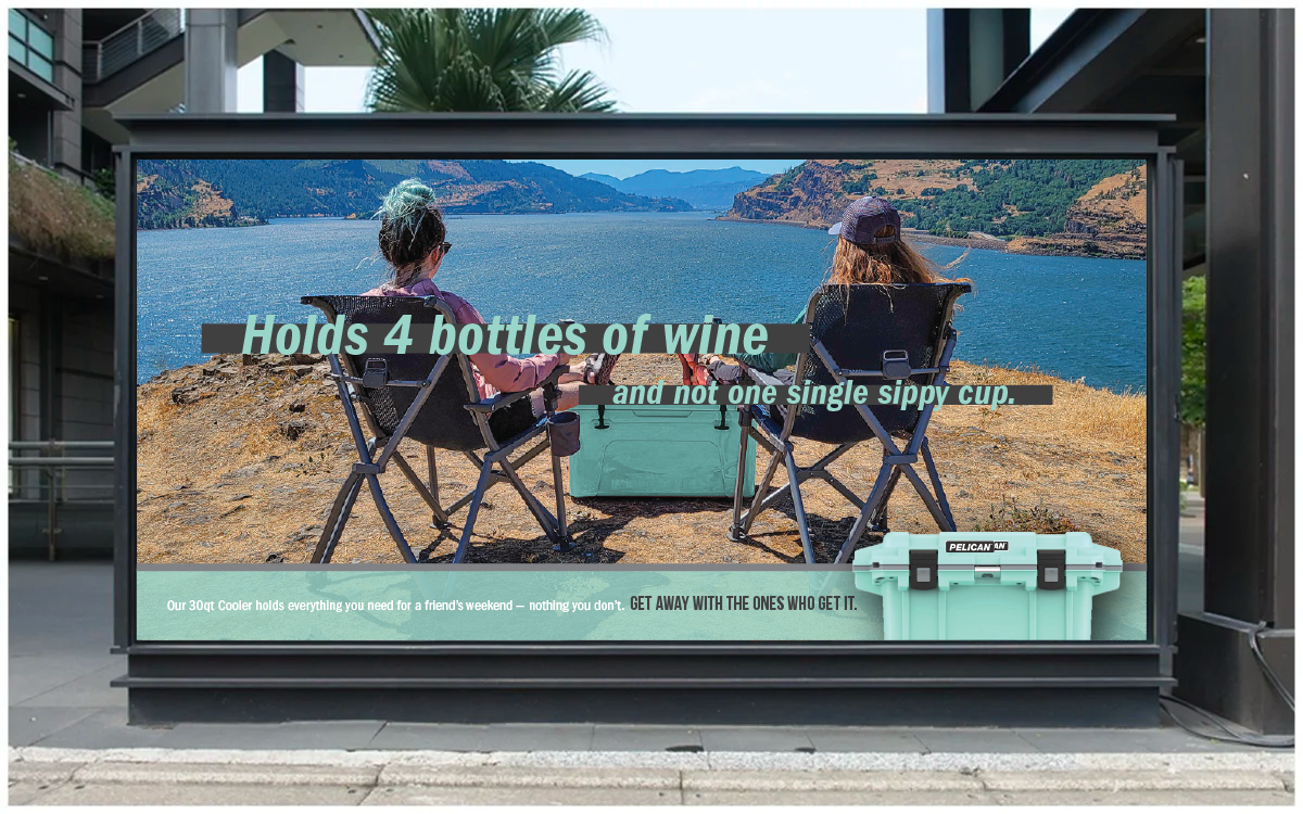 Billboard - Holds 4 bottles of wine and not one single sippy cup.